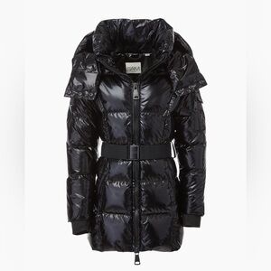 SAM. Girls Shiny Black Belted Puffer Jacket